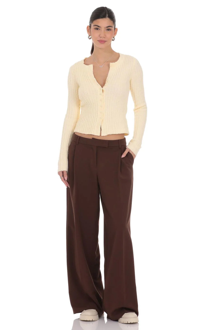 Ribbed Knit Cardigan in Cream