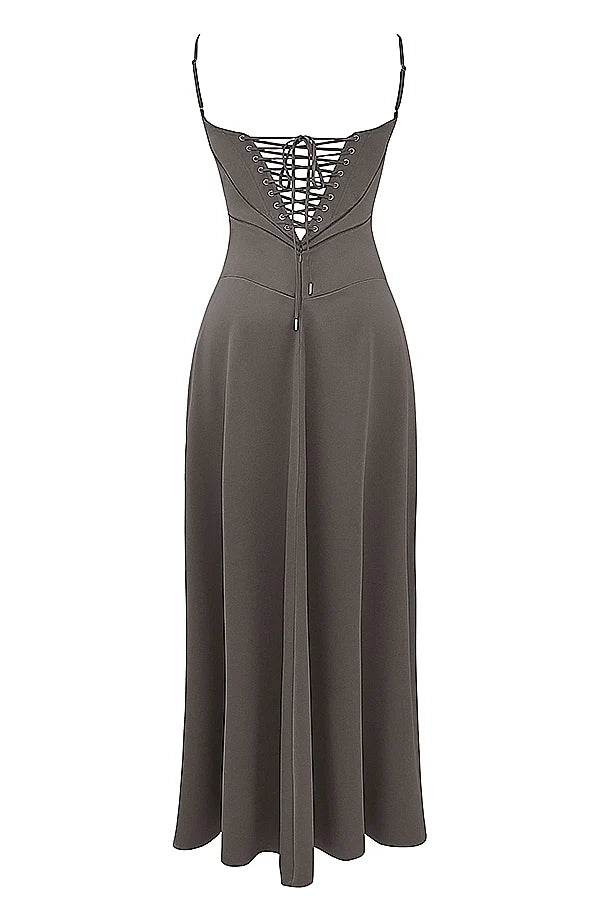 smoke lace up maxi dress
