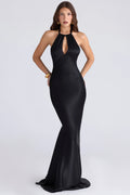 black satin maxi dress