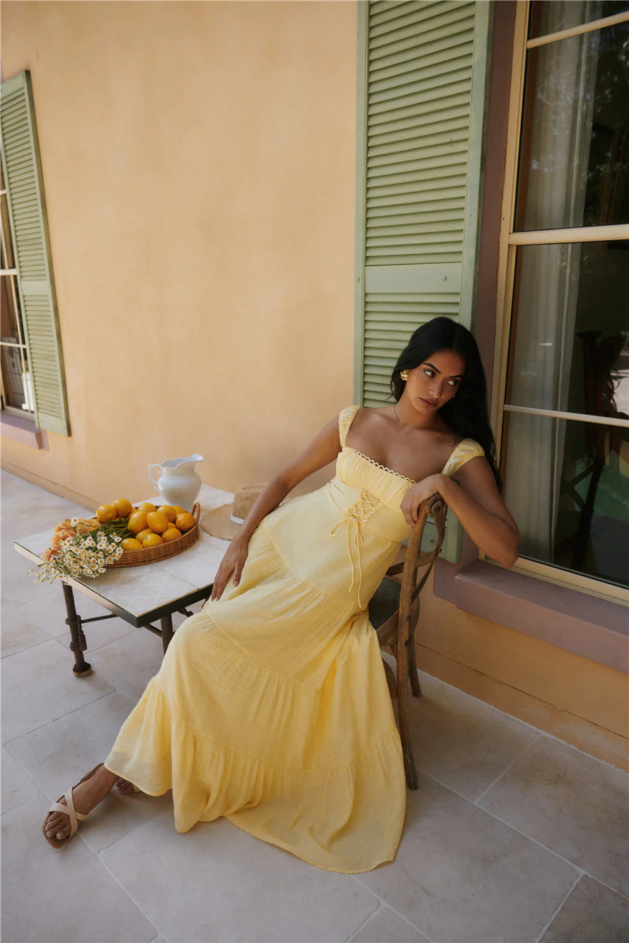 Crystal Waters Maxi Dress Yellow