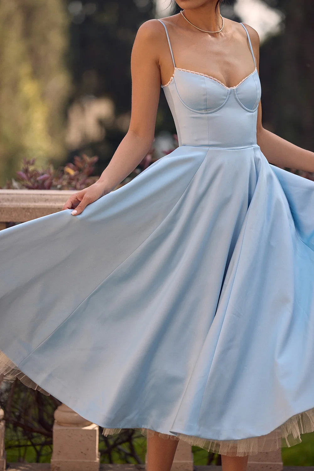 cinderella blue tulle midi dress