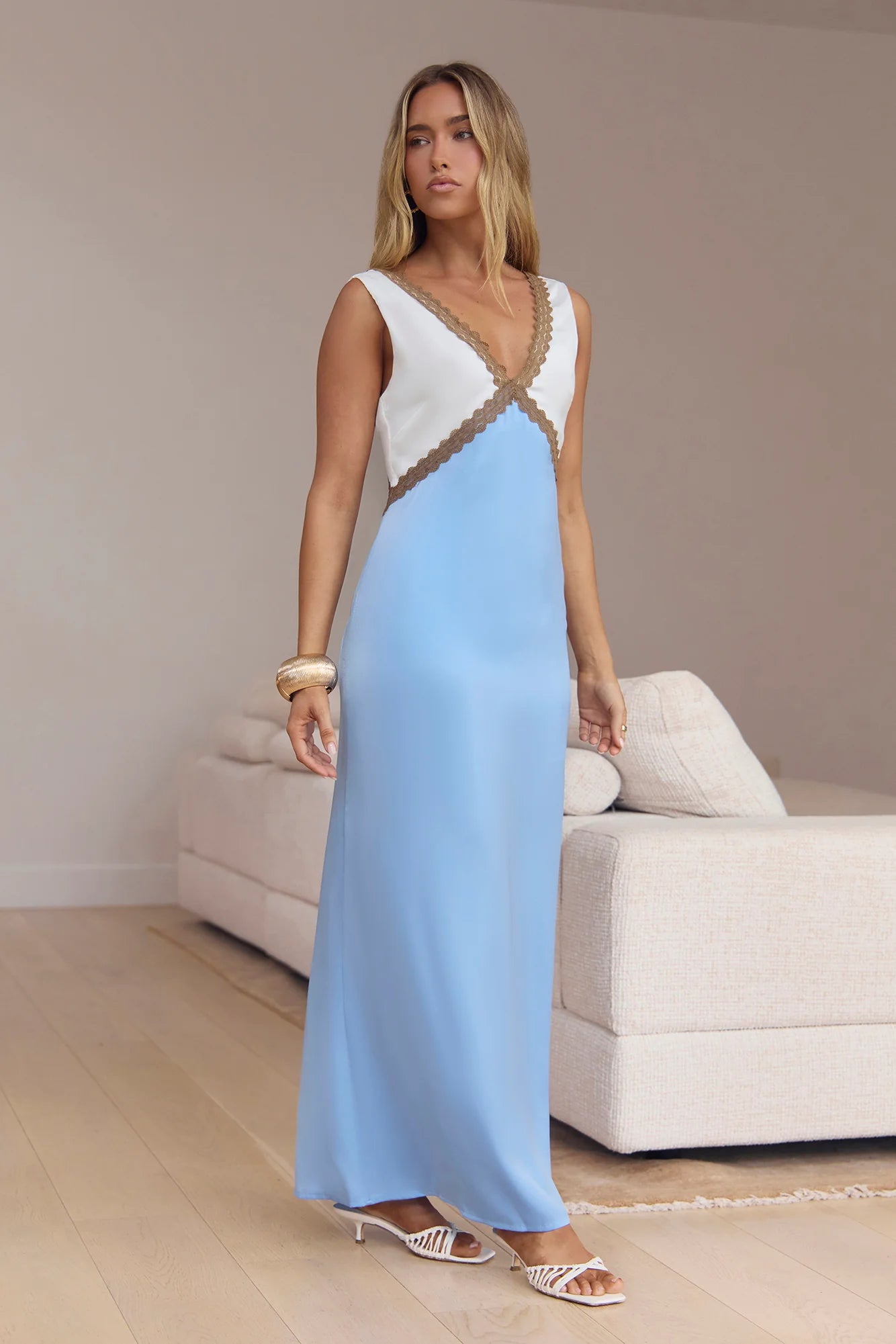 Pocket Of Sunshine Slip Maxi Dress Blue
