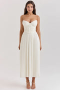 ivory pleated maxi dress