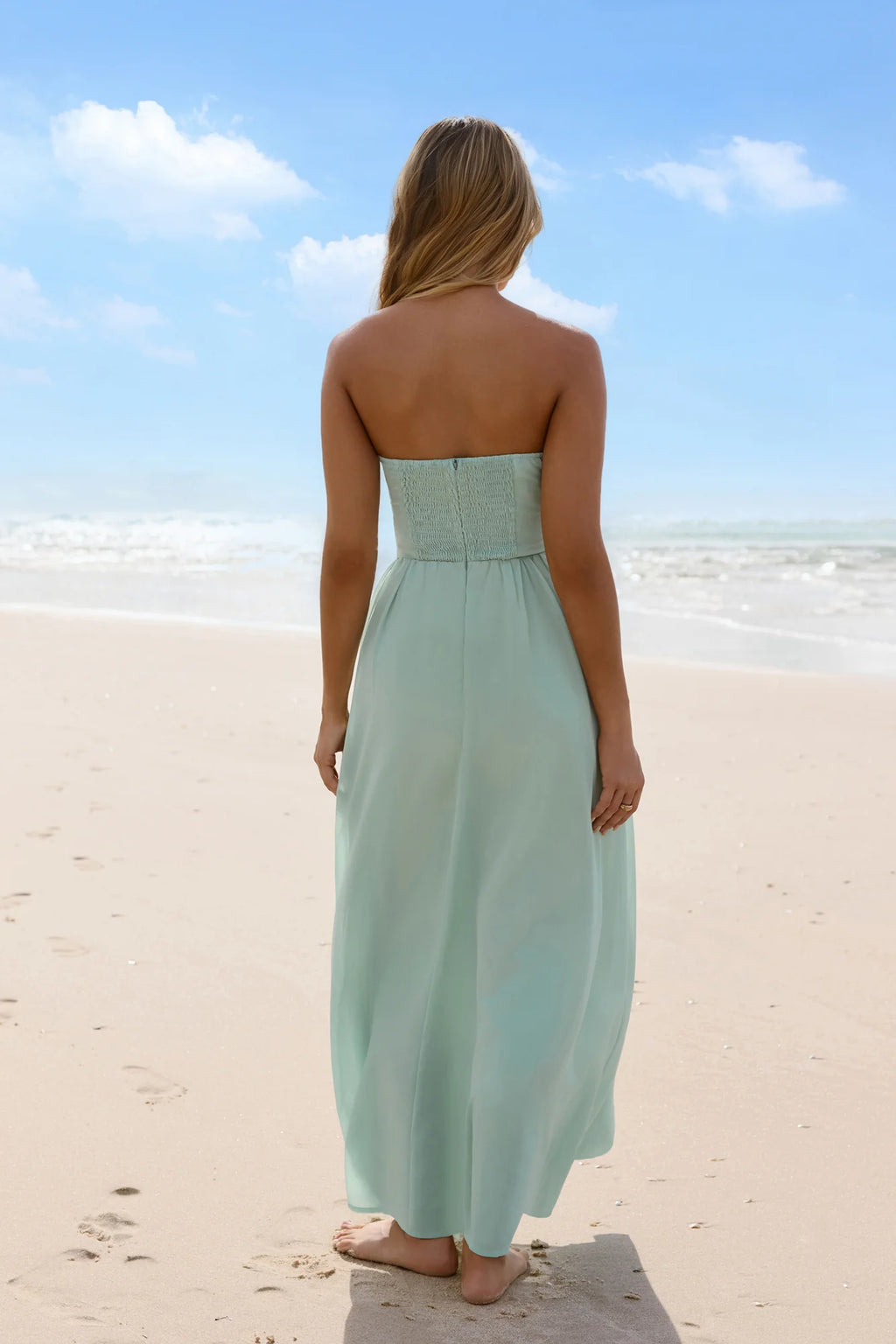 Wishful Seasons Strapless Maxi Dress Green