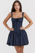 french navy corset mini dress