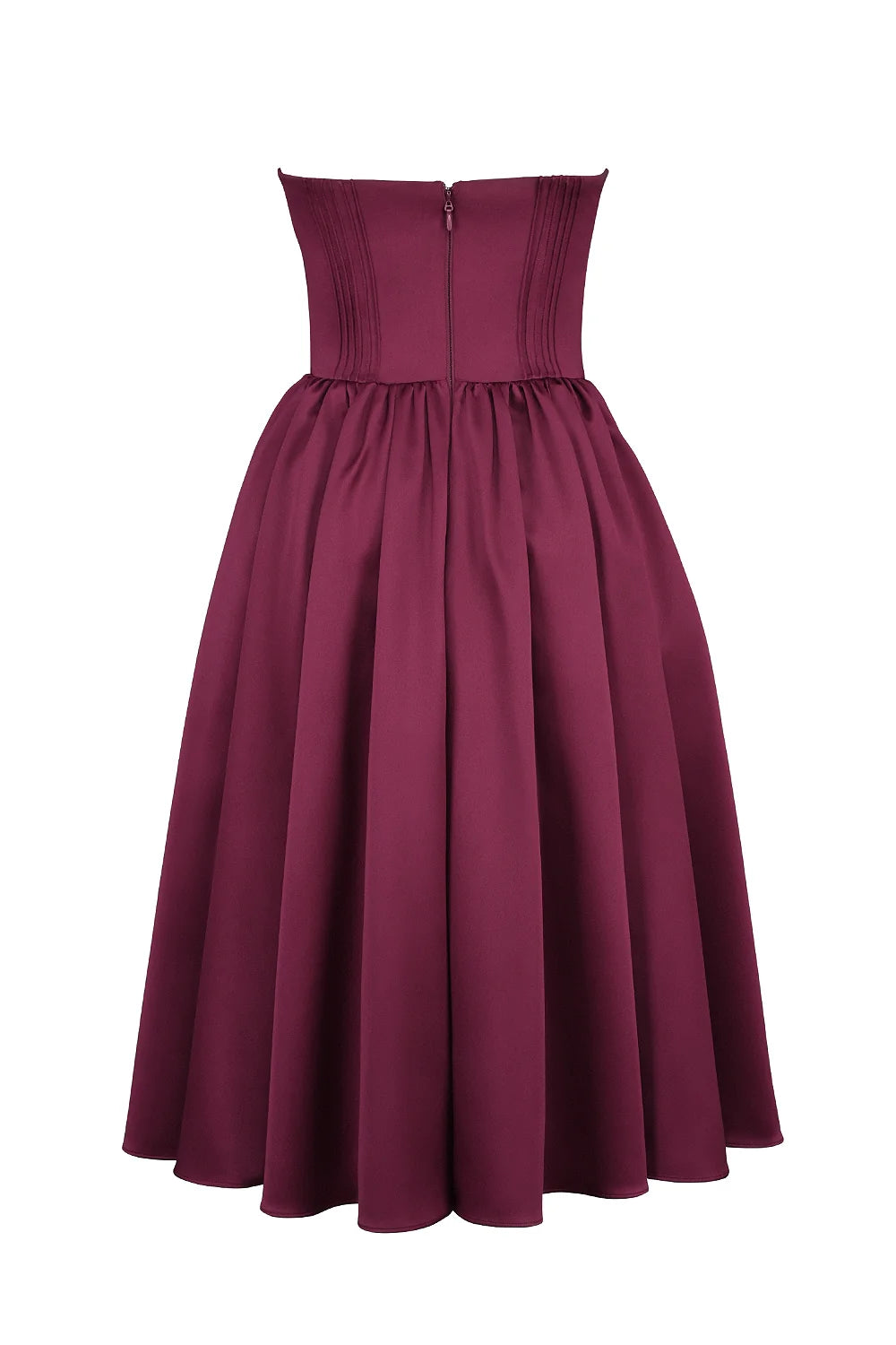 burgundy satin tulle midi dress - sale