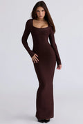 chocolat long sleeve bandage maxi dress