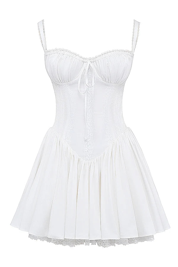 white corset mini dress