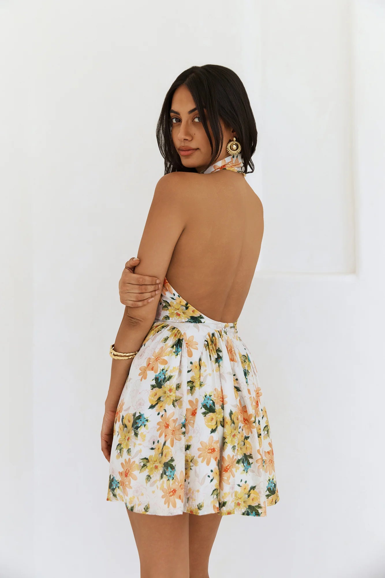 Sophisticated Vision Halter Mini Dress Orange