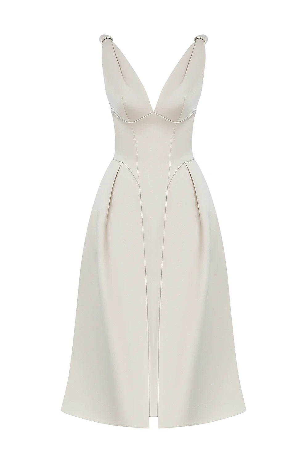 vintage cream satin pleated midi dress - sale