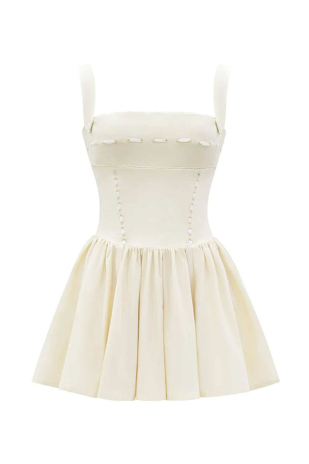 buttermilk ribbon detailed mini dress
