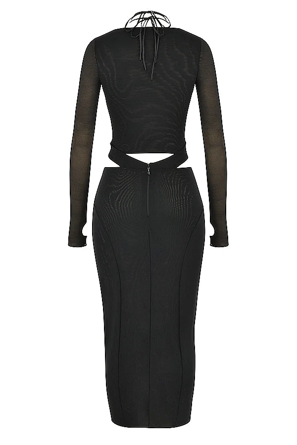 black cutout midi dress