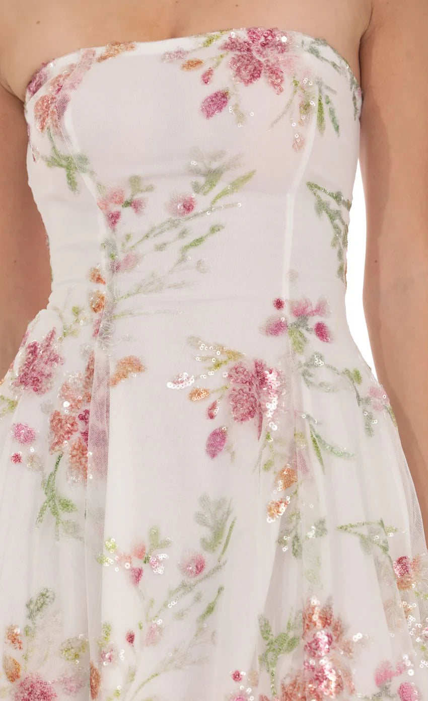 Melody Sequin Mini Dress in White