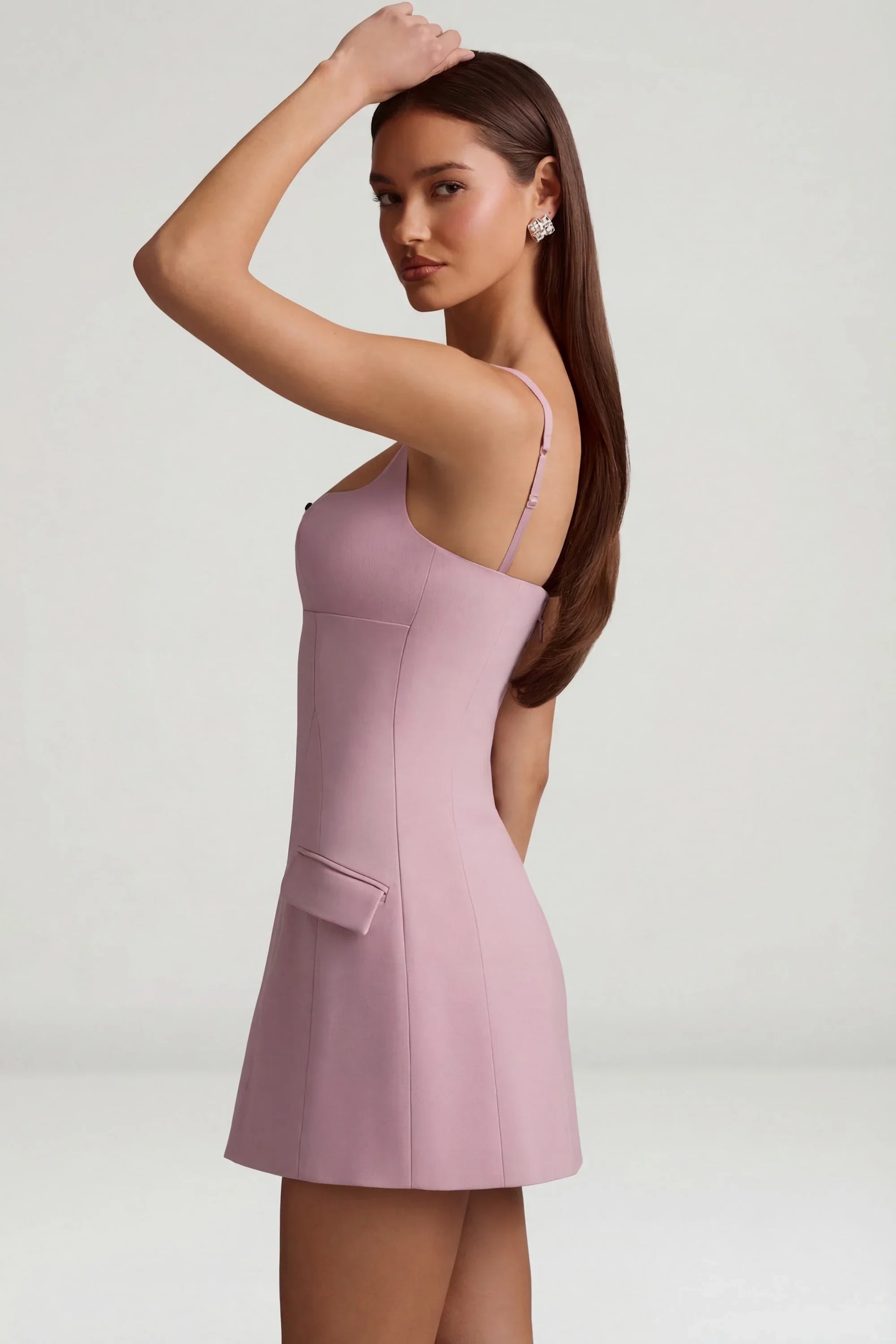 Cut-Out Structured A-Line Mini Dress in Mauve