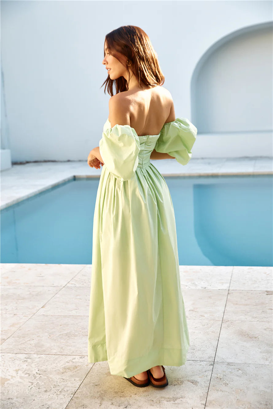 Bella Off-Shoulder Maxi Dress Green