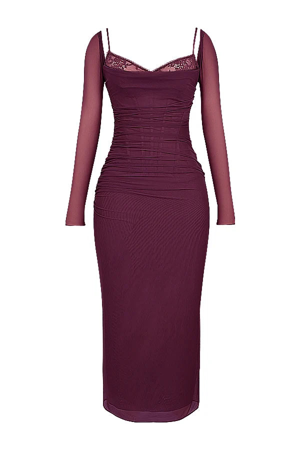 wine maxi dress