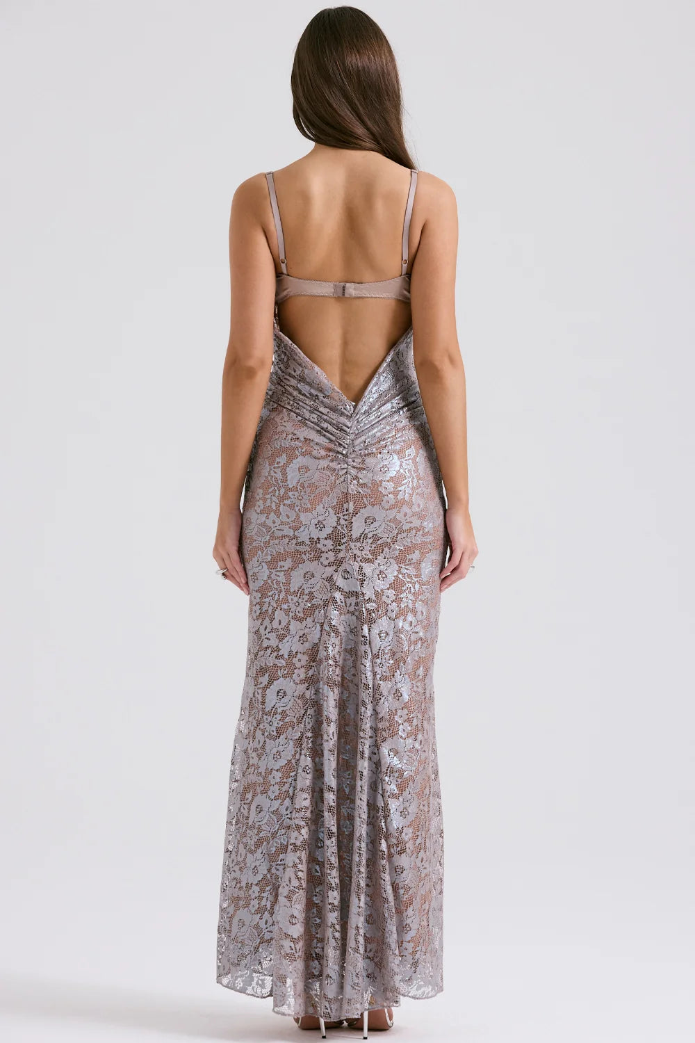 ice blue lace godet gown
