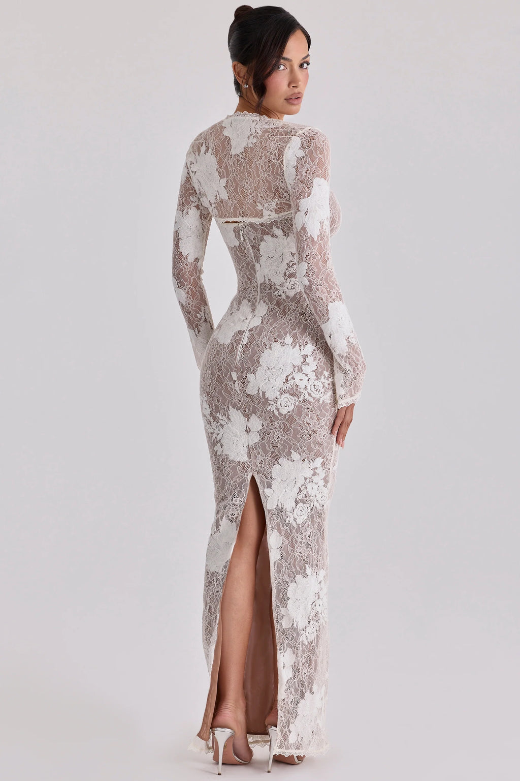 ivory embroidered lace maxi dress - limited edition