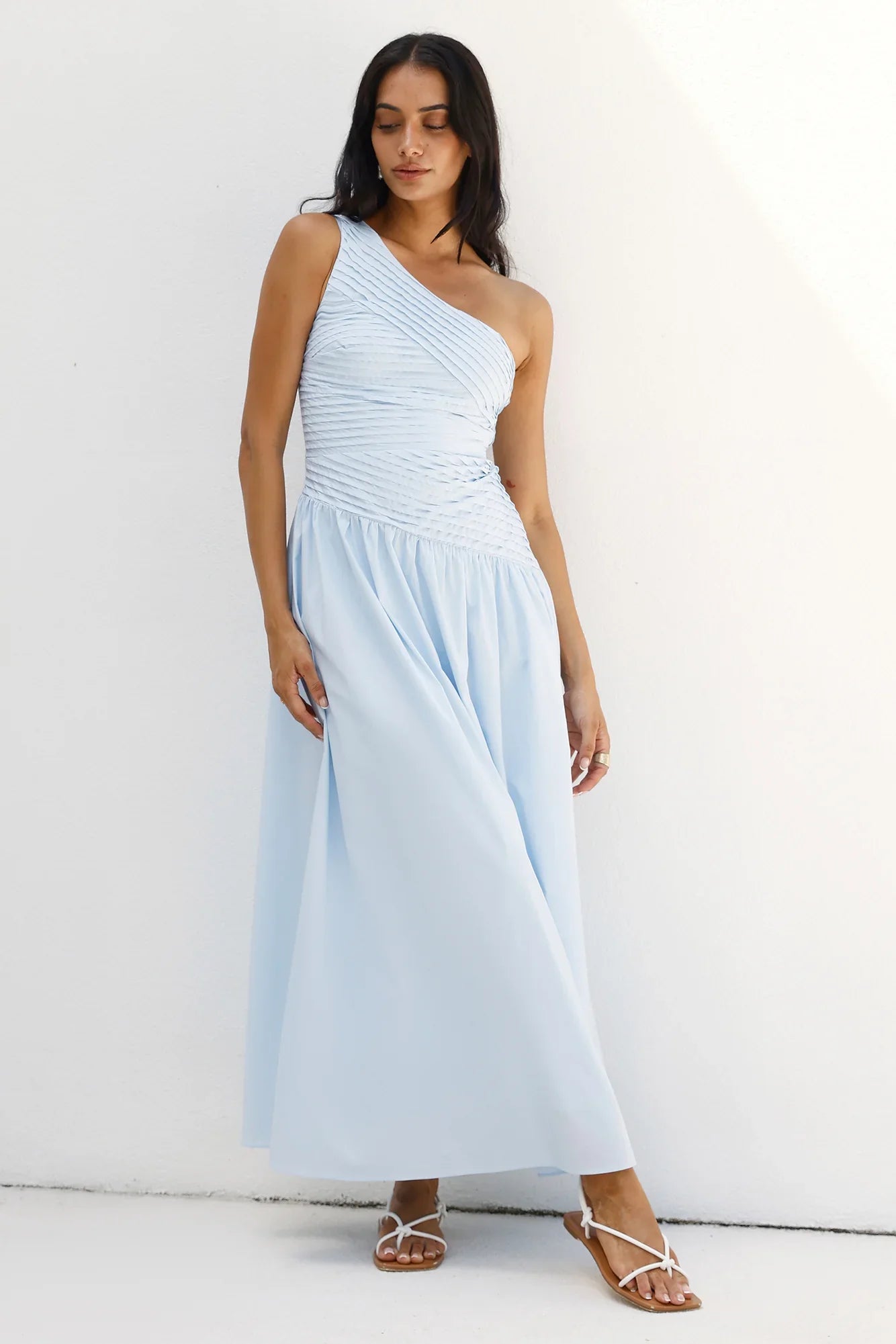 Seashell Moments One Shoulder Maxi Dress Blue