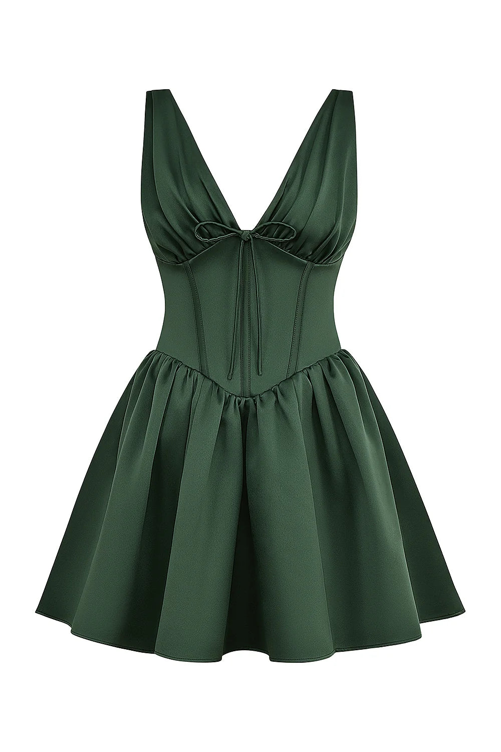 forest green satin mini dress