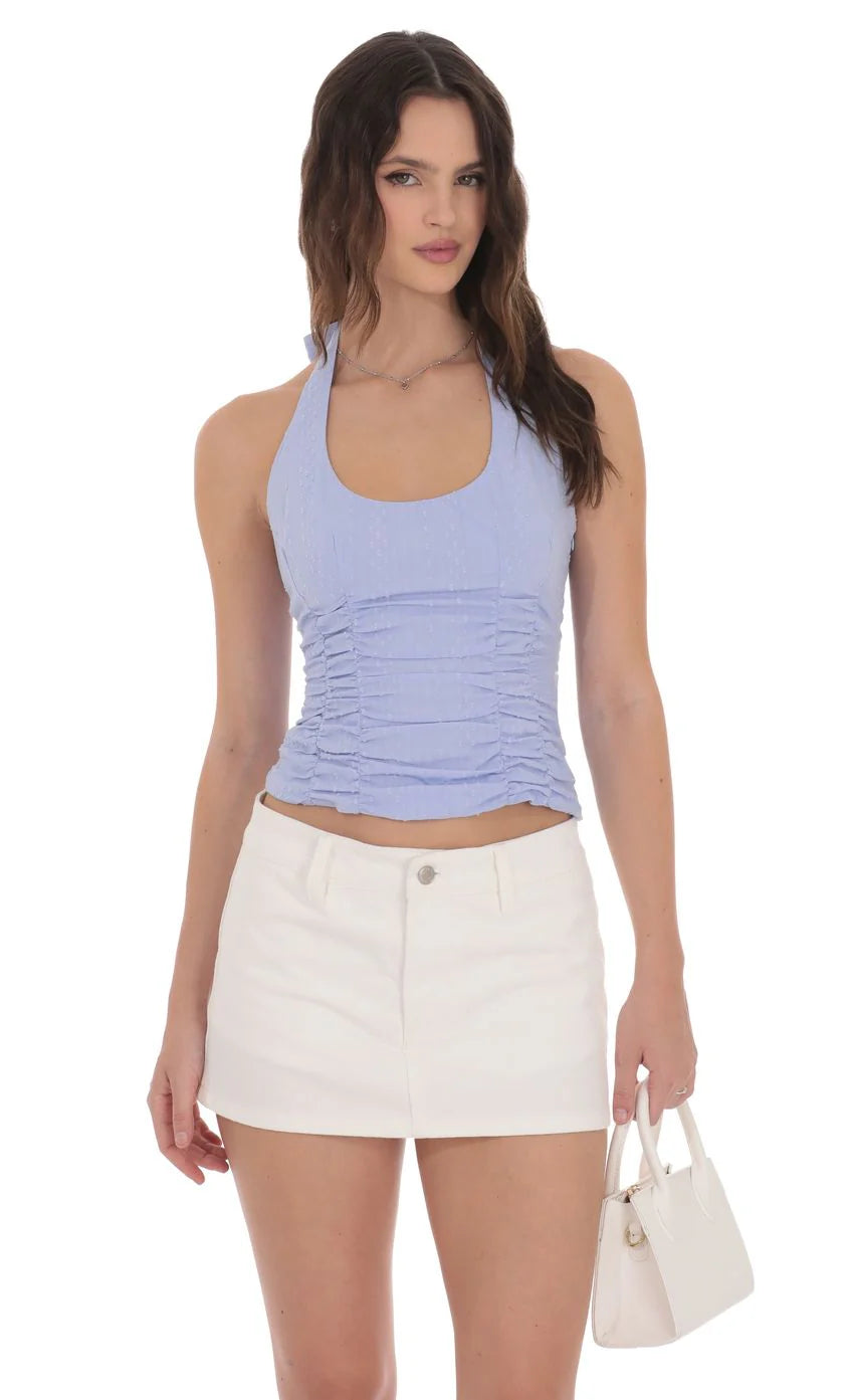 Dotted Halter Top in Powder Blue