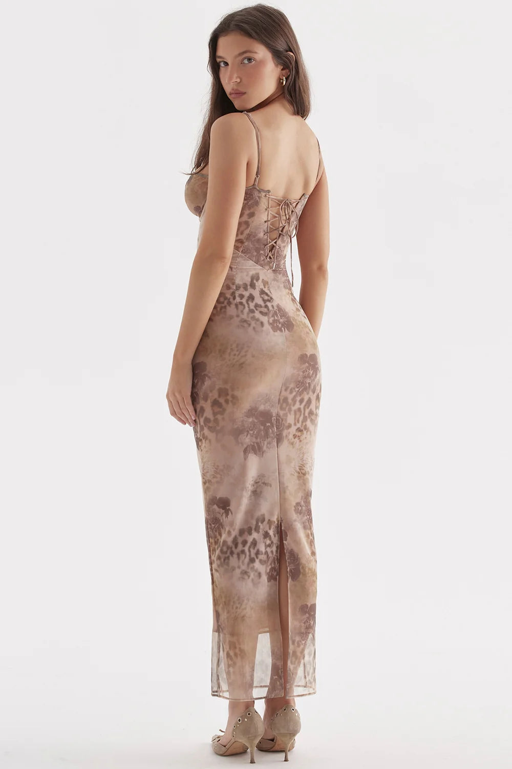 cream floral print maxi dress