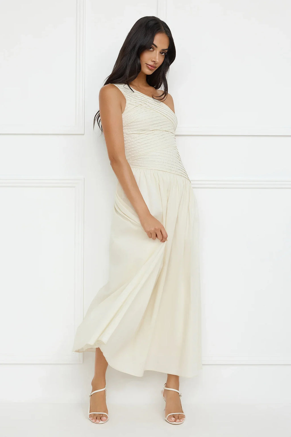 Seashell Moments One Shoulder Maxi Dress Beige