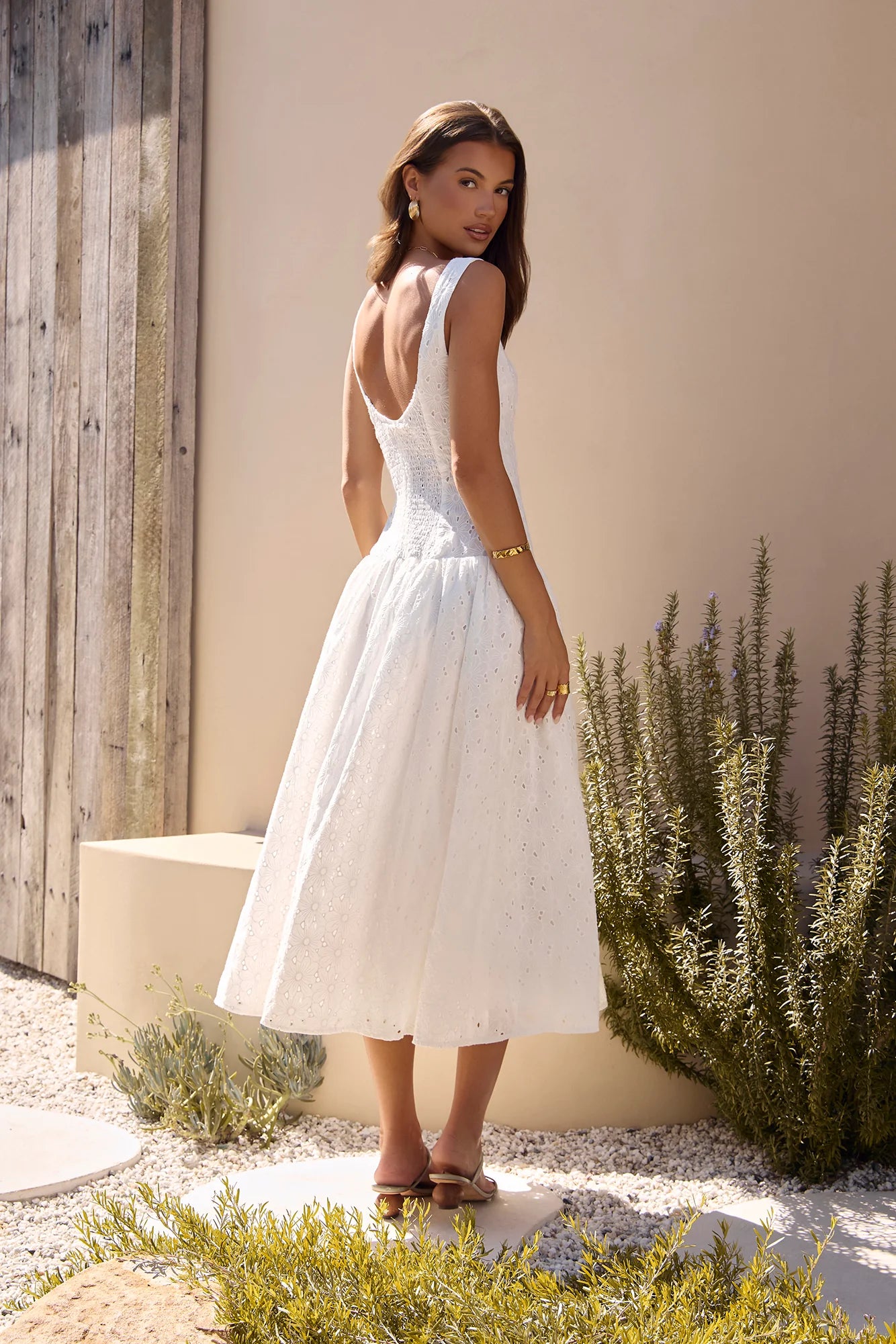 Romance Stitched Maxi Dress White