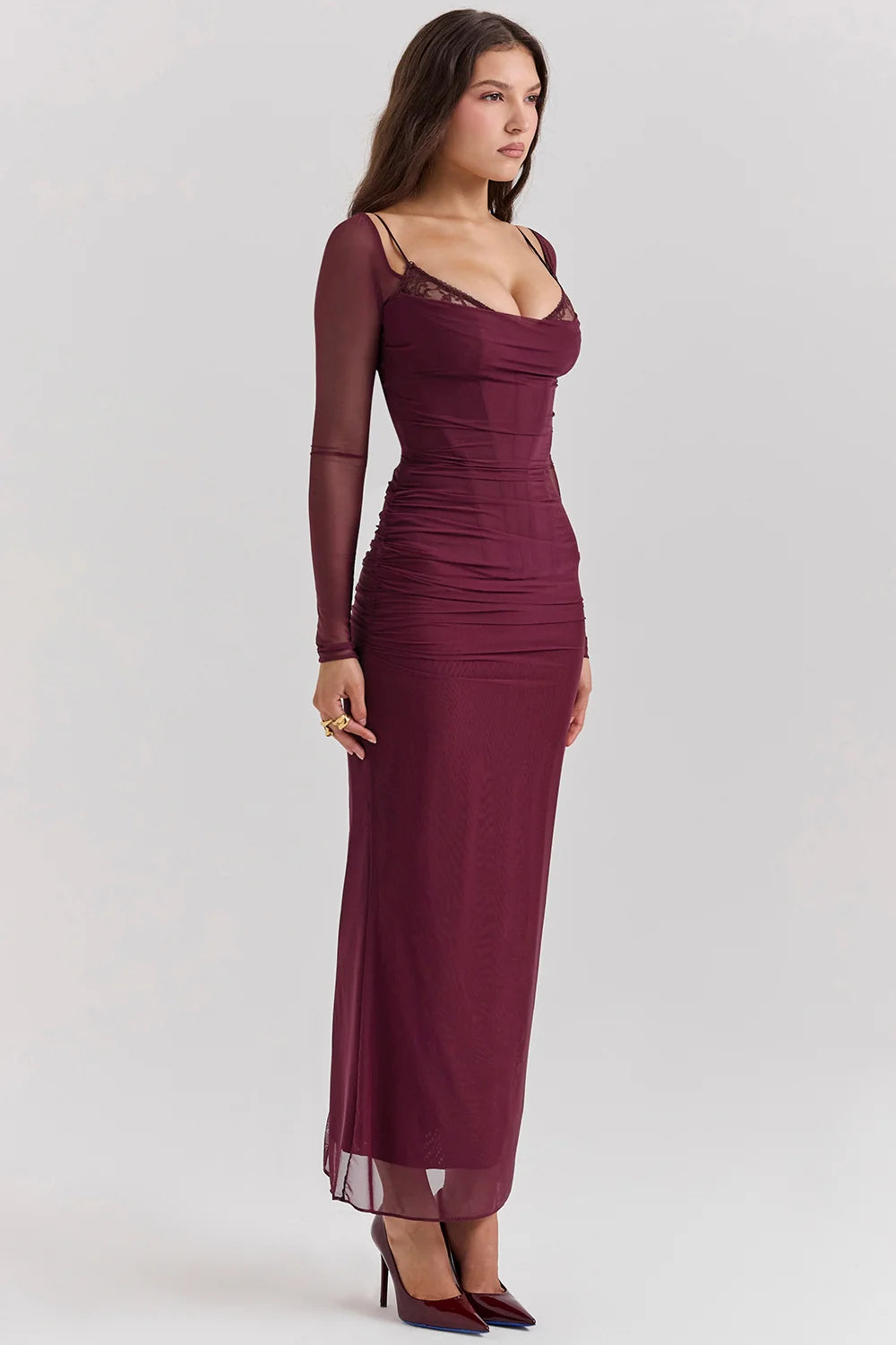 wine maxi dress