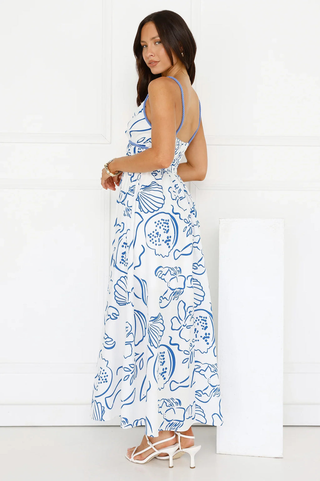 Seashell Glow Maxi Dress White