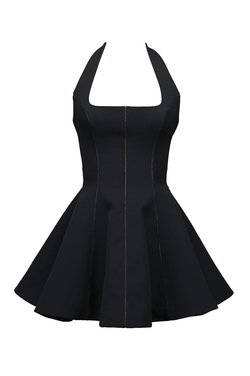black halter neck bow mini dress
