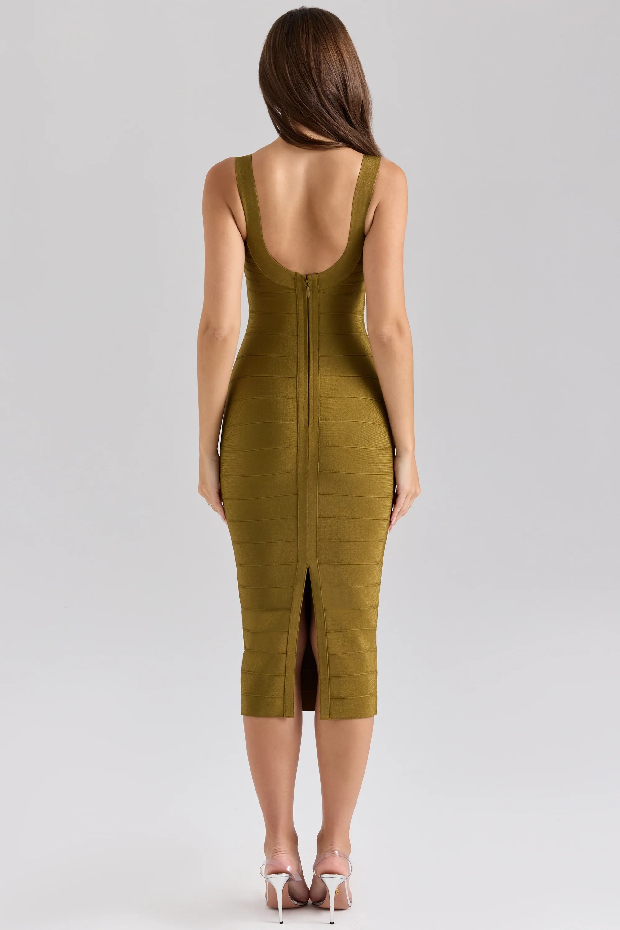 olive midi bandage dress