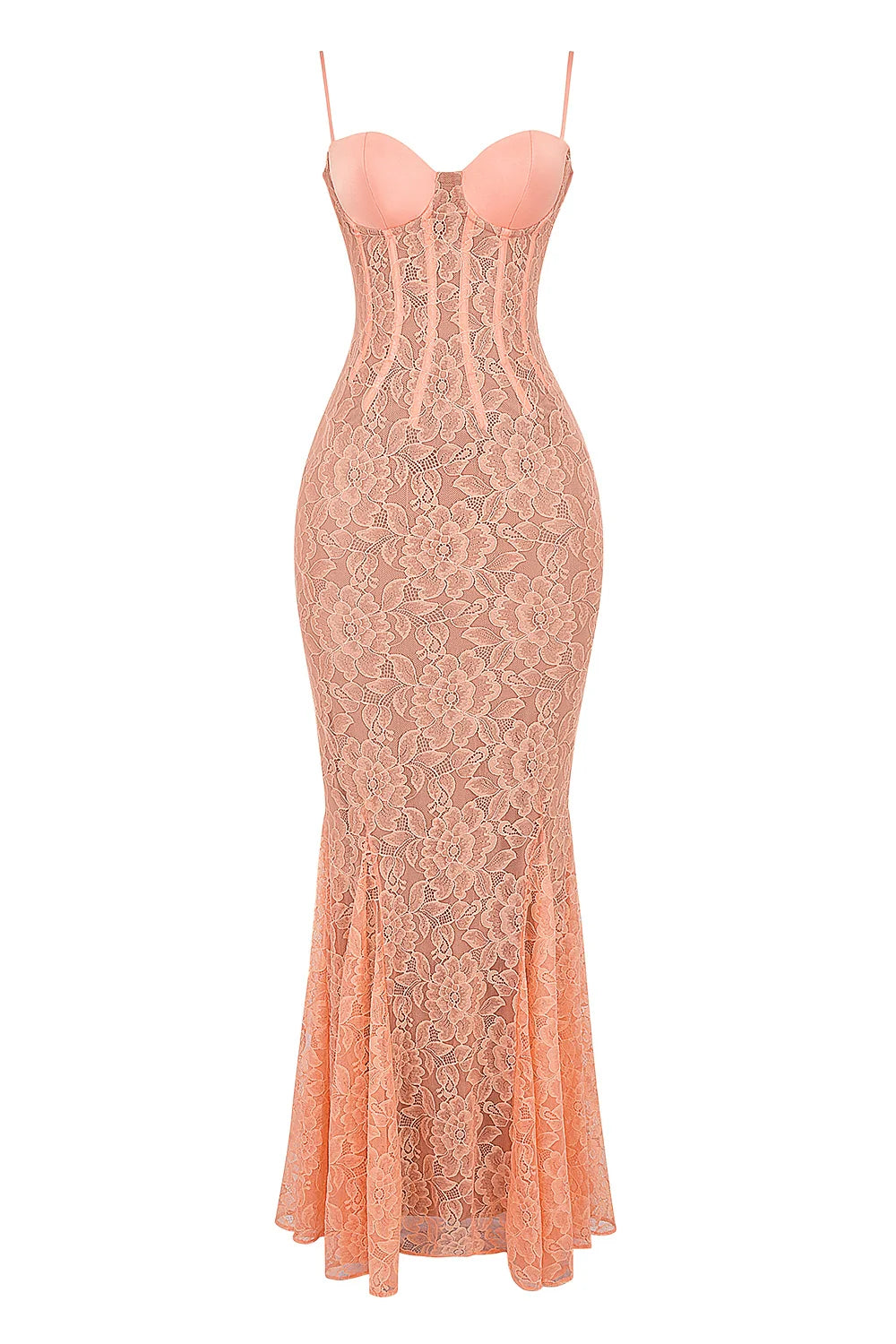 sorbet lace godet maxi dress