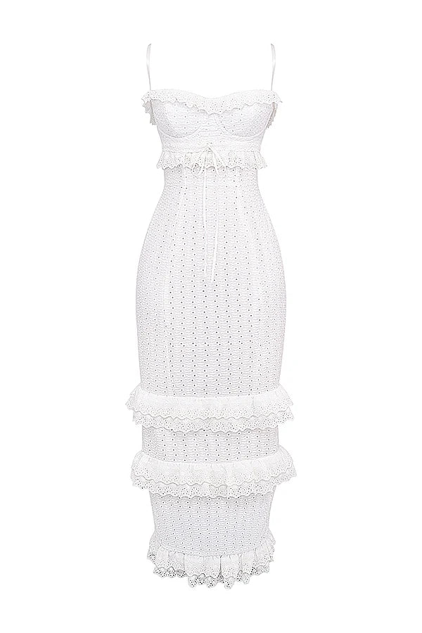 white broderie maxi dress
