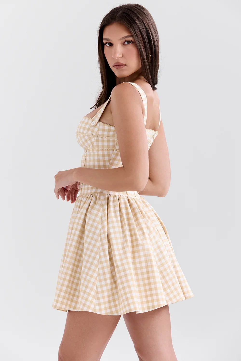 gingerbread gingham mini dress
