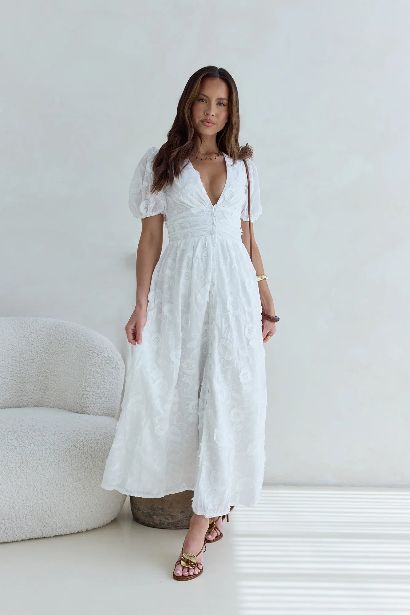Busy Bee Maxi Dress White
