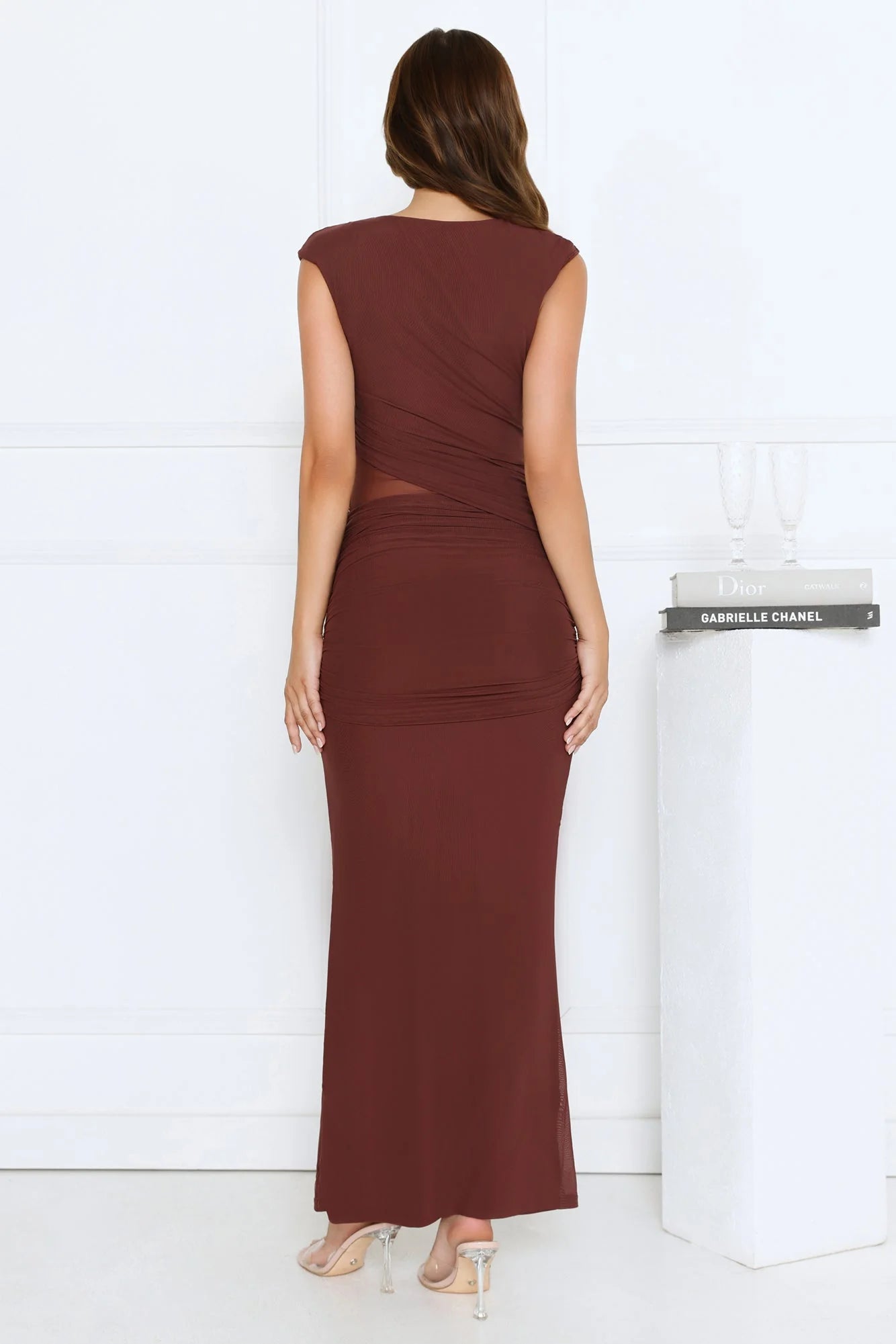 Glow Getter Hour Mesh Maxi Dress Brown
