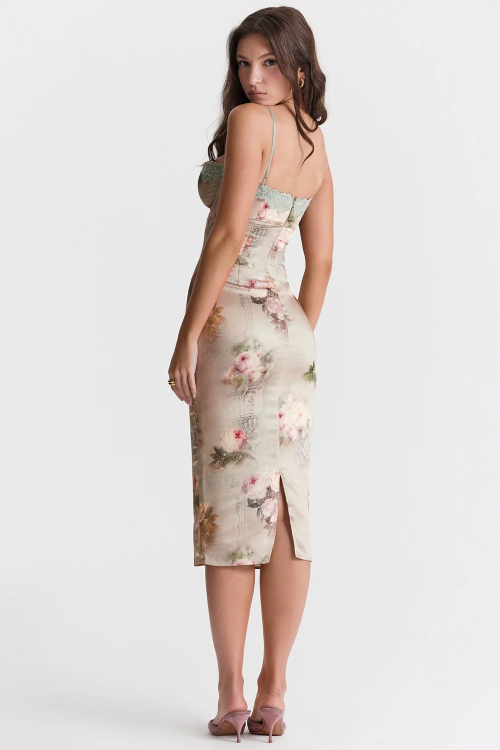 vintage floral midi dress