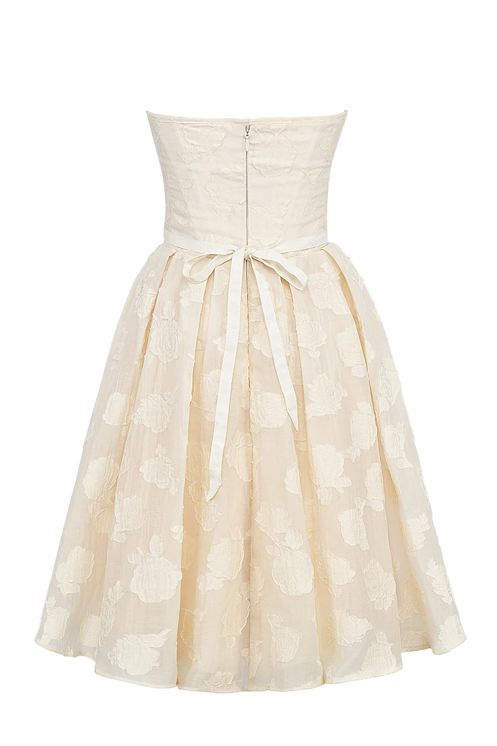vintage cream floral strapless mini dress