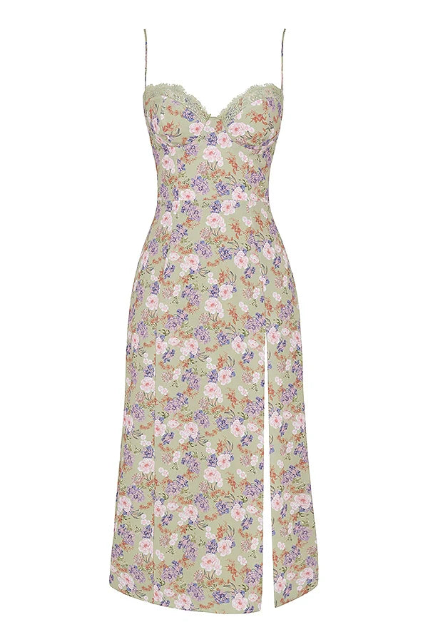 peony print  midi sundress