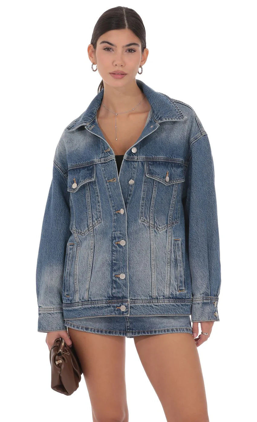 Oversized Denim Jacket in Blue