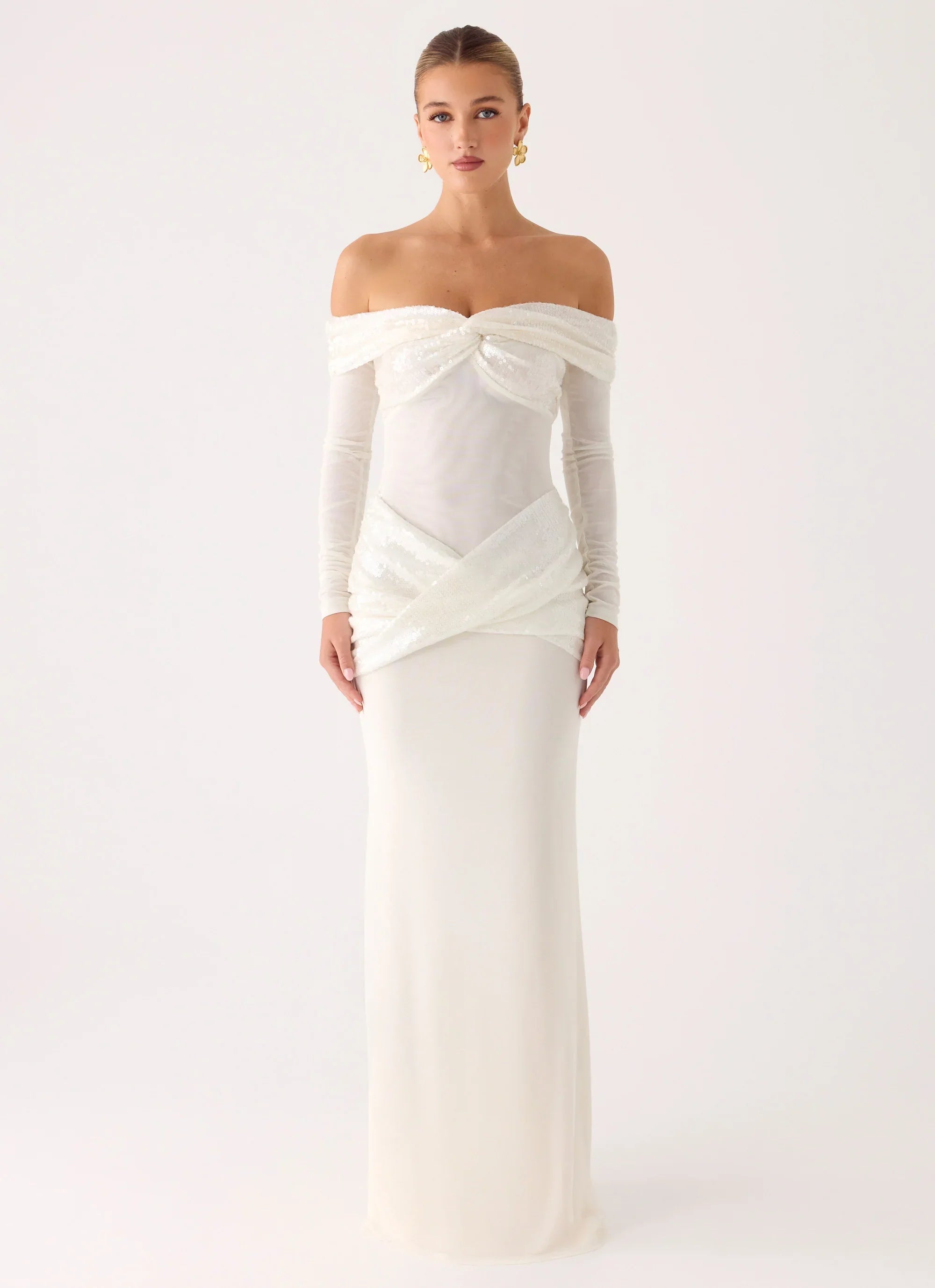Over To You Sequin Maxi Dress - White