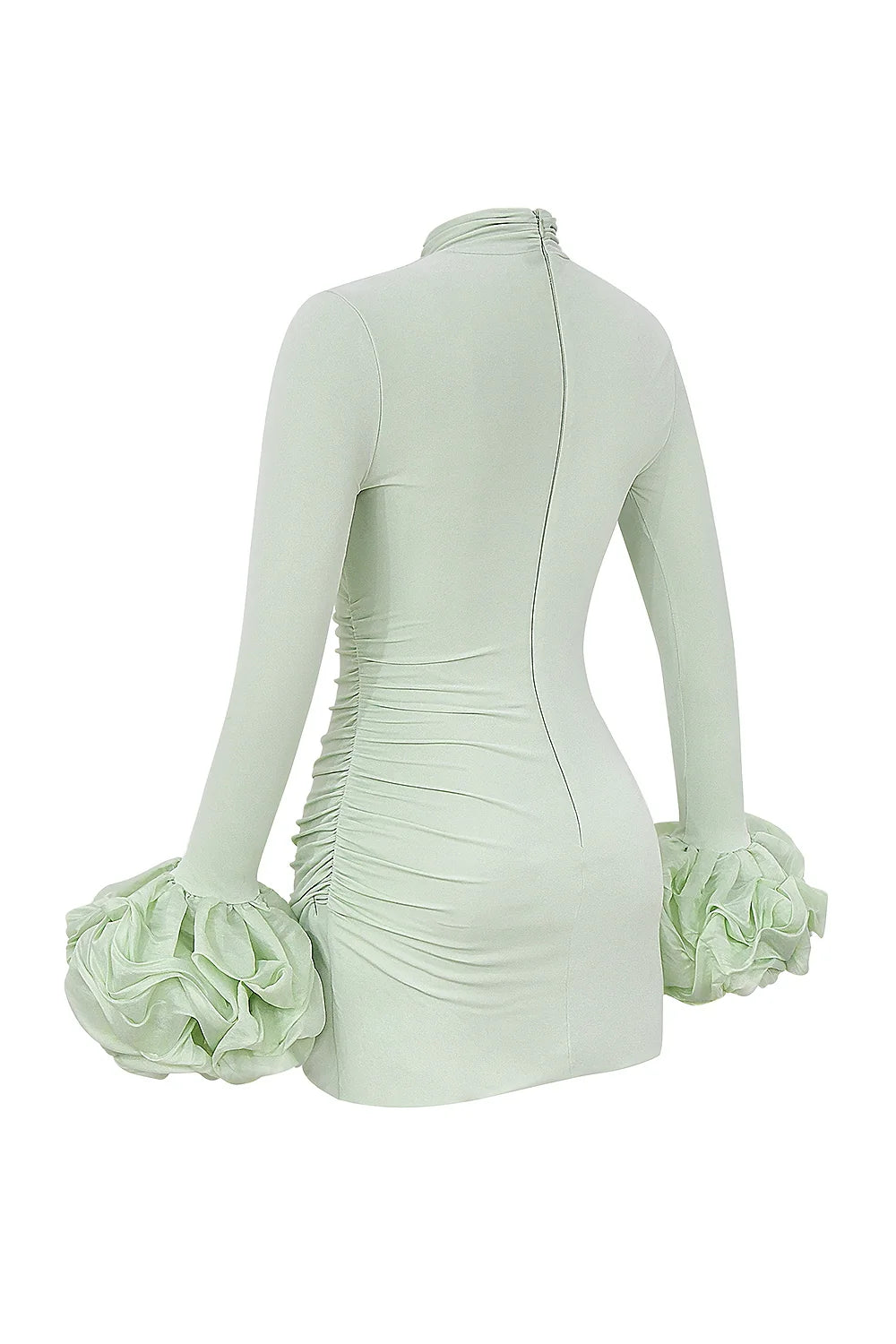 pistachio ruffle cuff mini dress - sale