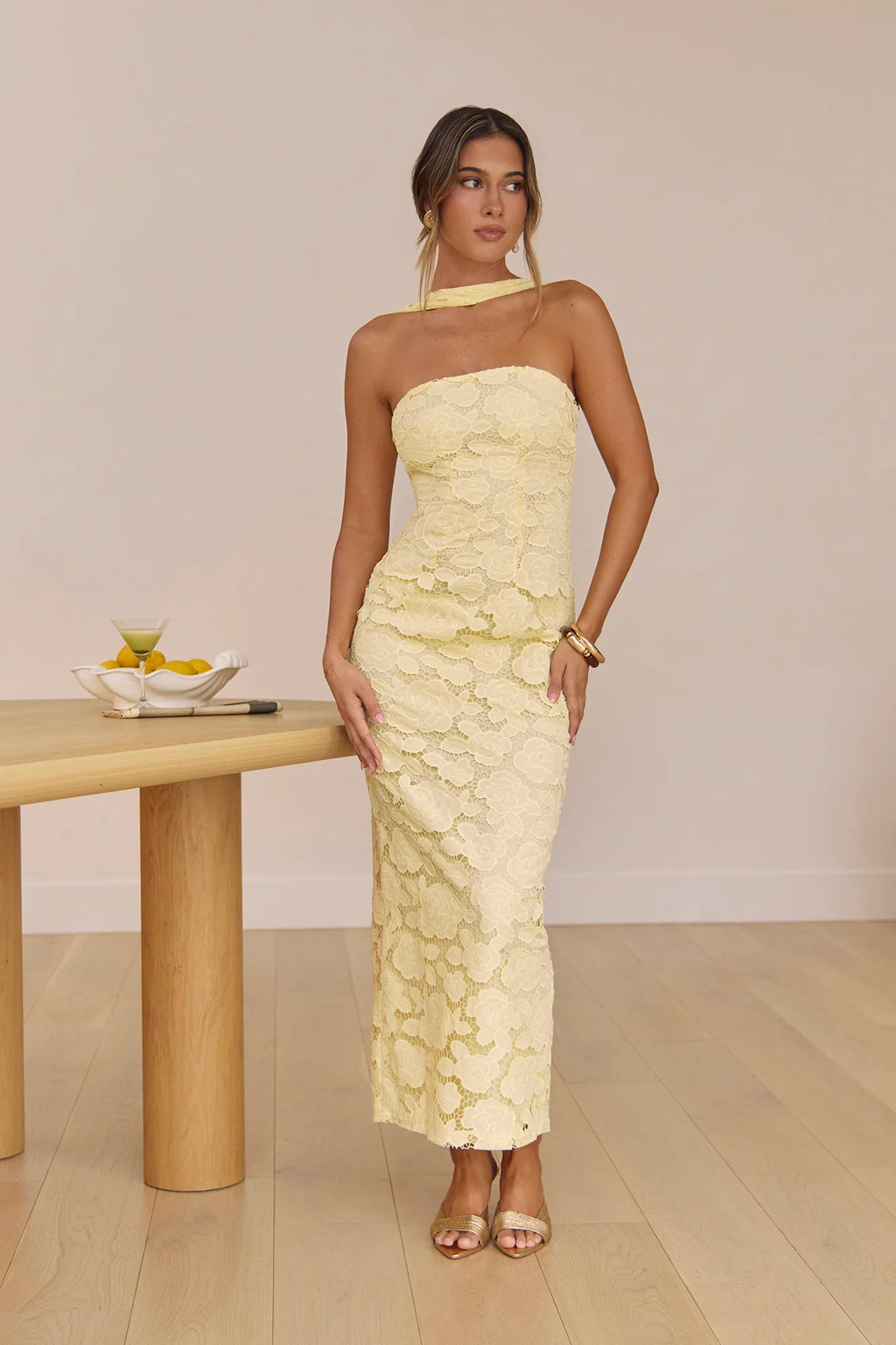 In Orbit Halter Maxi Dress Yellow