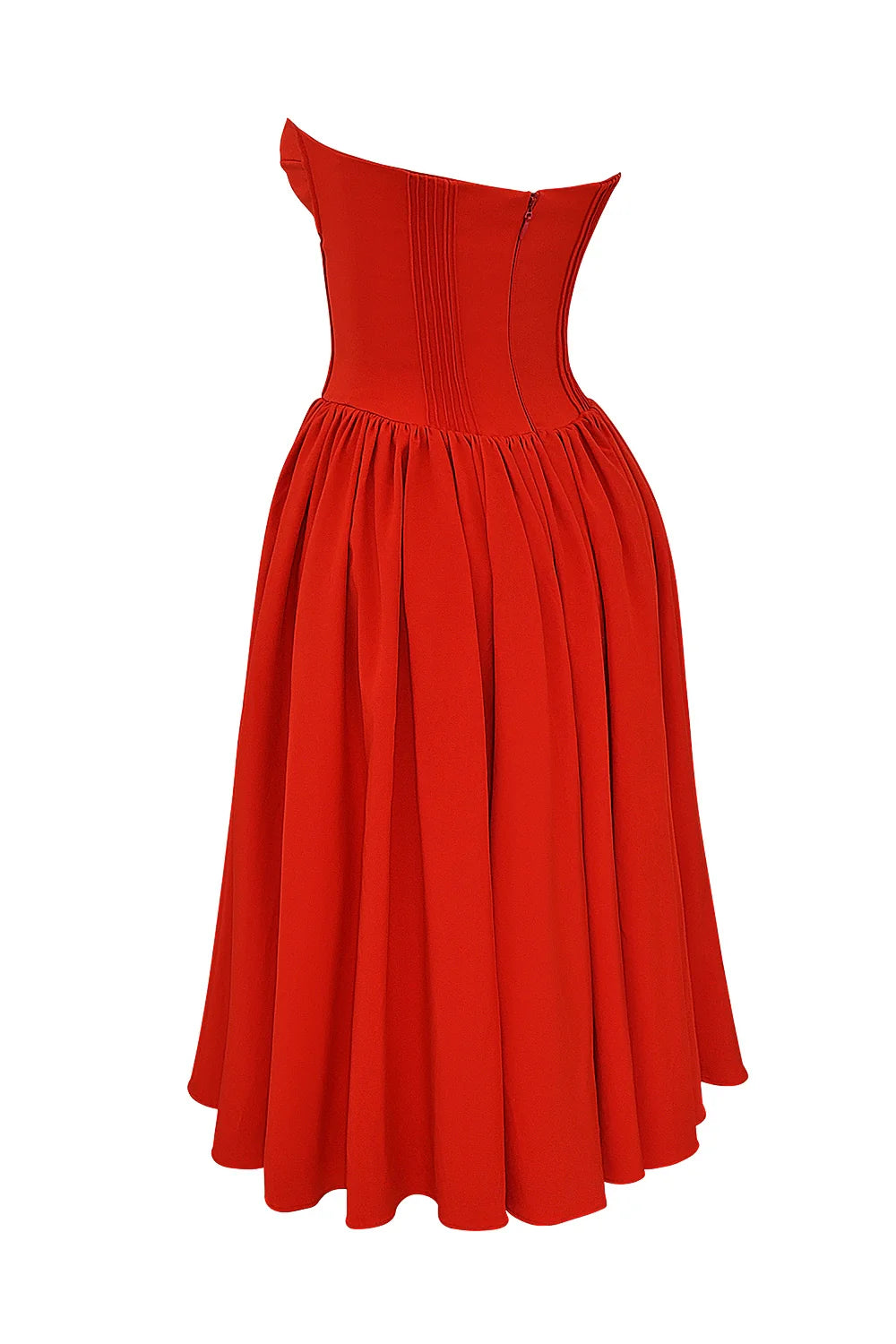 italian tomato strapless midi sundress