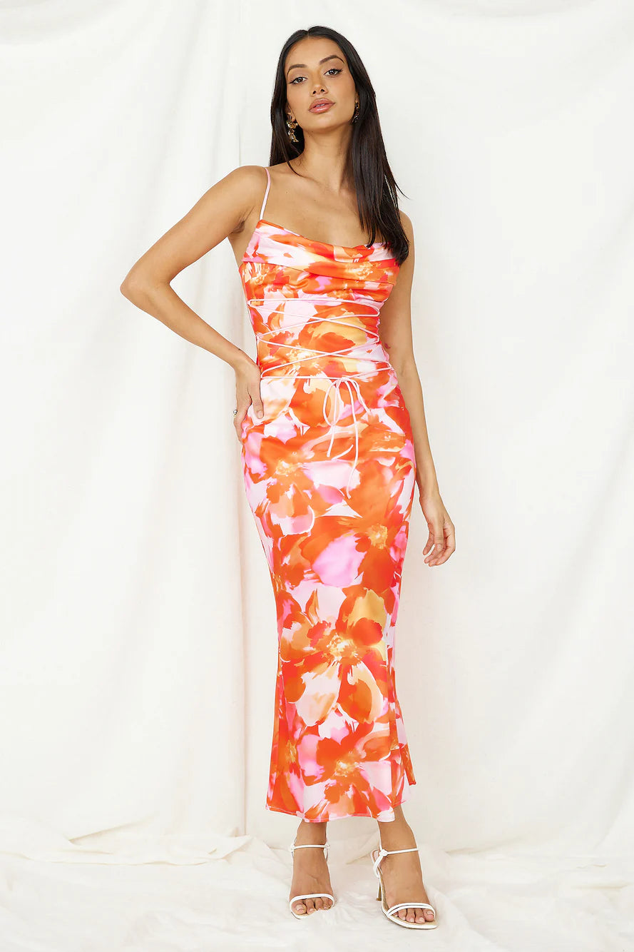 Luna Magic Midi Dress Orange
