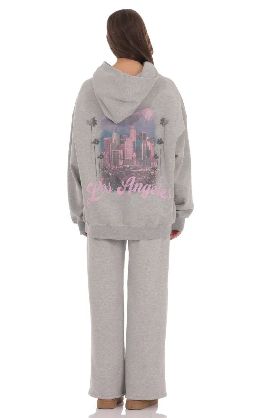 Los Angeles Fleece Hoodie in Grey