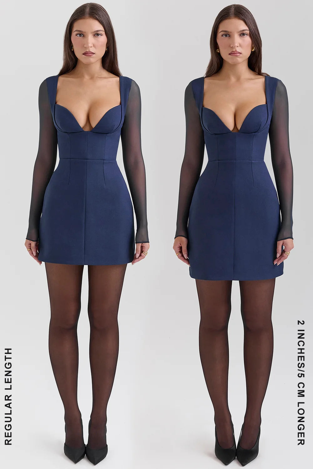 midnight stretch crepe plunge mini dress - sale