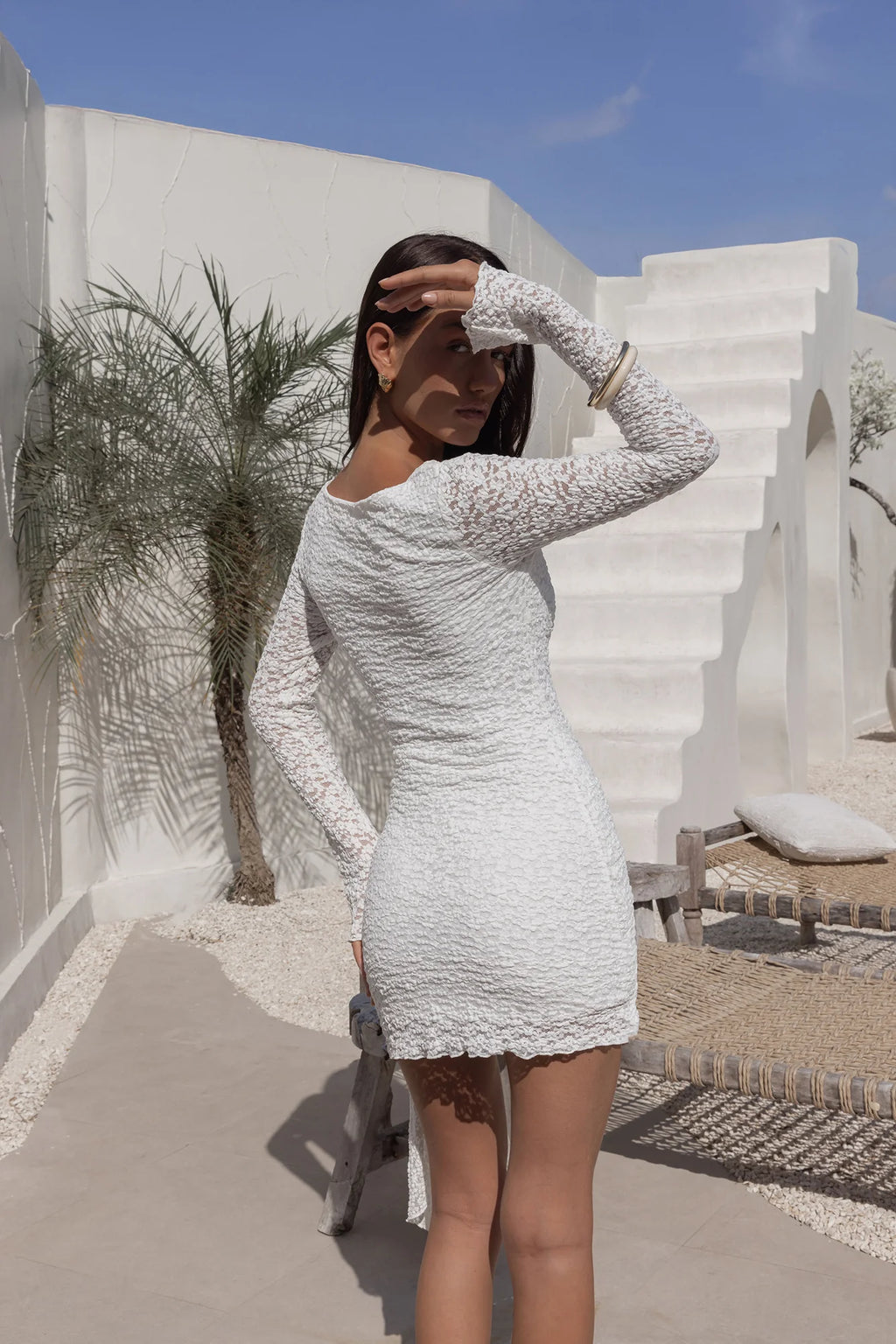 Lover Girls Long Sleeve Mini Dress White