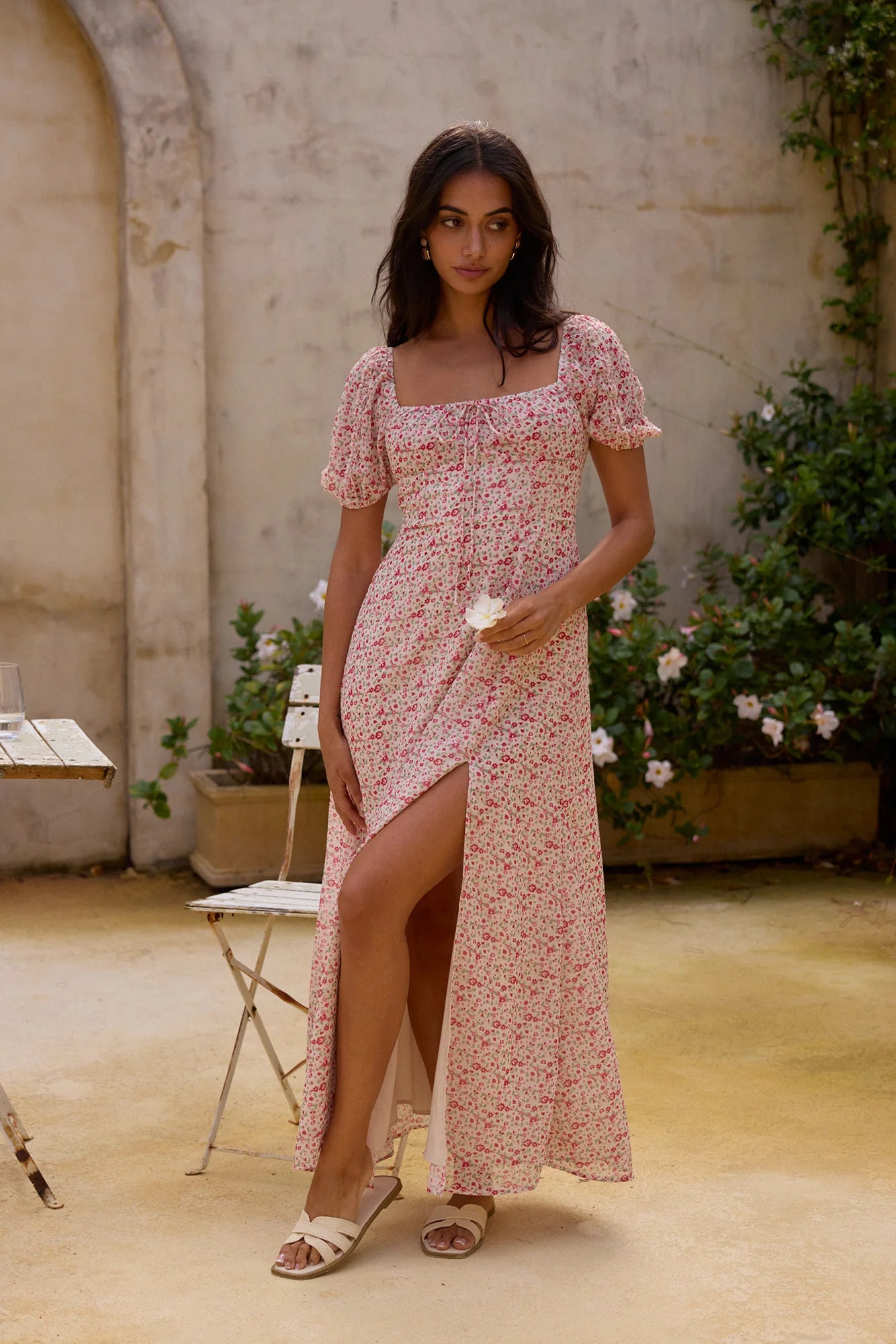 Luminous Dreams Floral Maxi Dress Pink